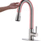 Touch on Kitchen Faucet Automatic Motion Sensor Single Handle with 2 Modes Pull down Sprayer, Brushed Nickel Sink Faucet with Fingerprints Resistant, Single Hole and 3 Hole Deck Mount,Brushed Nickel