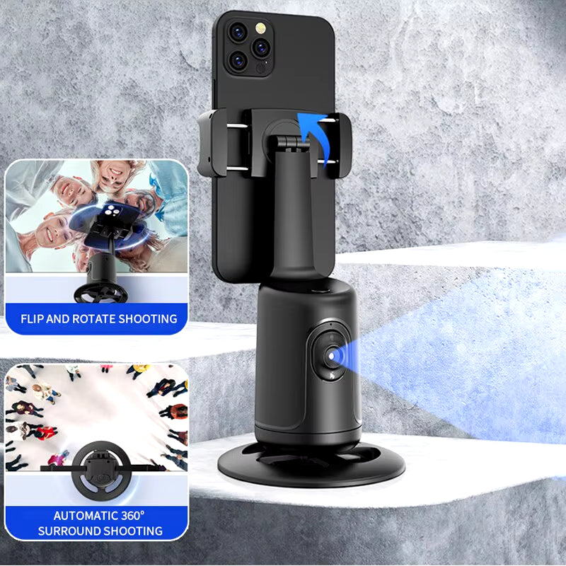 P01 Auto Tracking Shooting Gimbal AI Camera Recognition Body Face Track 360 Rotation Intelligent Follow Live Shoot Phone Stand