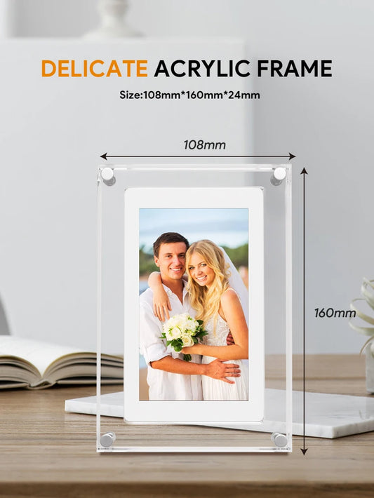Cut Gift Acrylic Digitial Photo Frame Video Frame 5 Inch IPS Screen 1000Amh Battery 2G Memory Support Video Picture Play