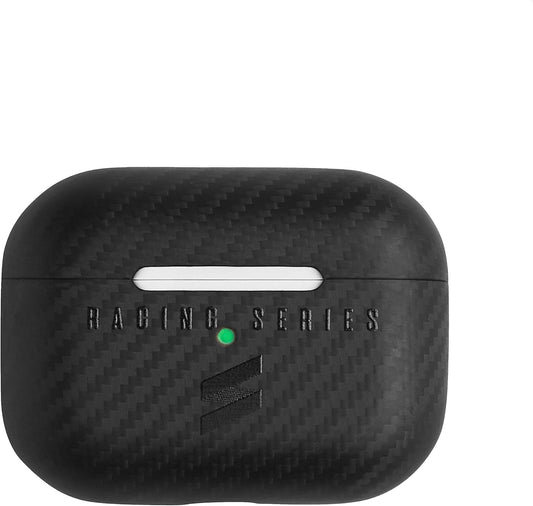 Case Compatible with Airpods Made of Genuine Carbon Fiber - Racing Series (Pro, Black)