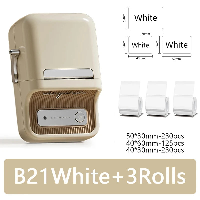 Niimbot B21 Mini Portable Thermal Label Printer Office Supplies Mini Adhesive Sticker Printers without Ink for Phone