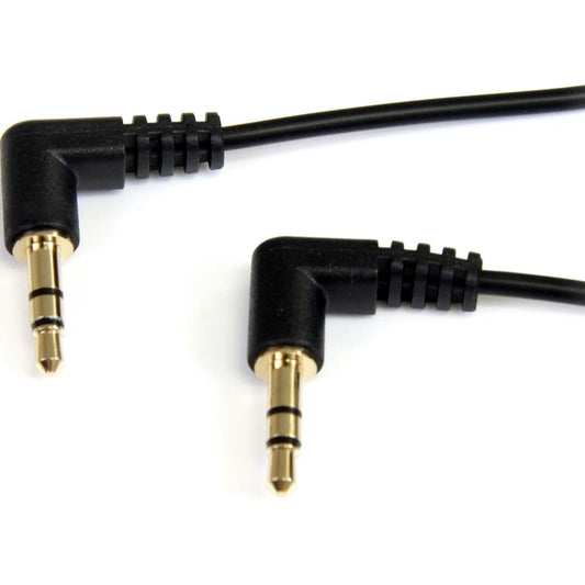 6 Ft. (1.8 M) Right Angle 3.5 Mm Audio Cable - 3.5Mm Slim Audio Cable - Right Angle - Male/Male - Aux Cable (MU6MMS2RA), Black
