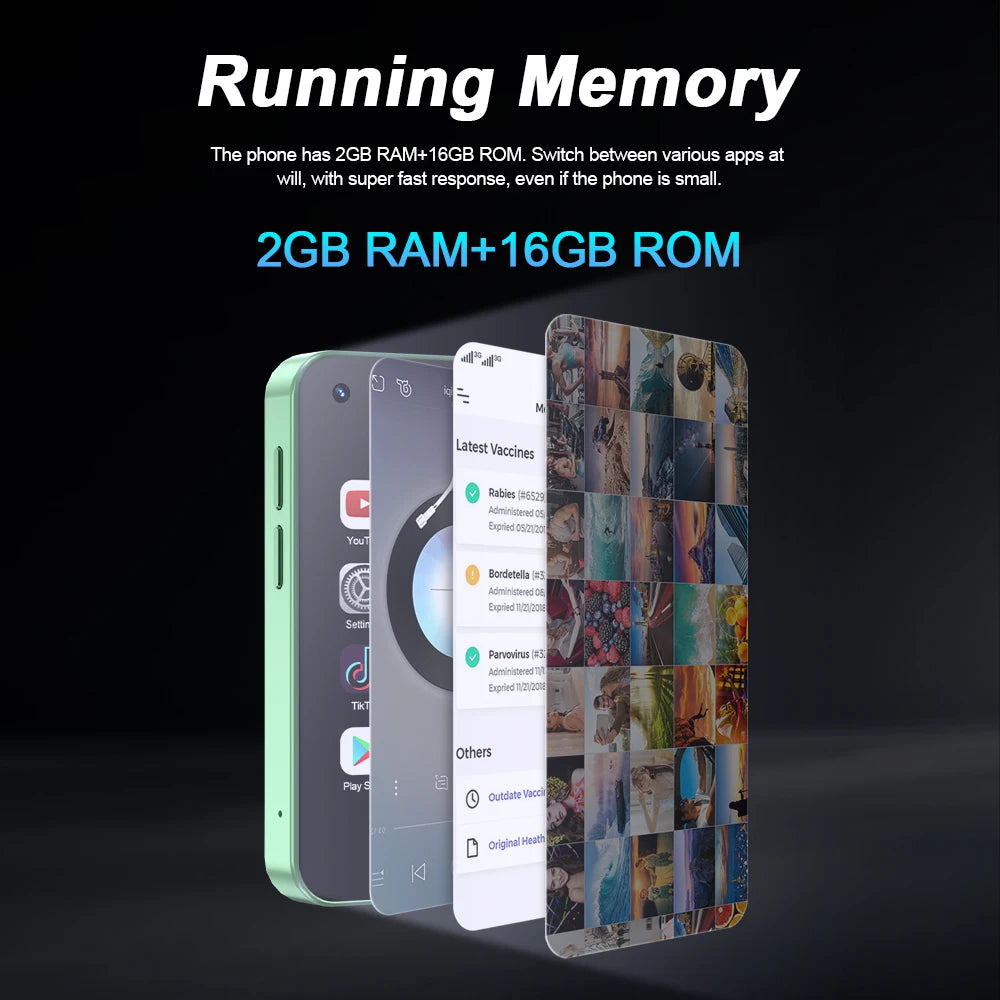 KING5000 Mini Smartphone 3G Networks Dual Nano SIM Android 9.0 System 16GB ROM 2.5'' Screen Play Store Pocket Smartphones