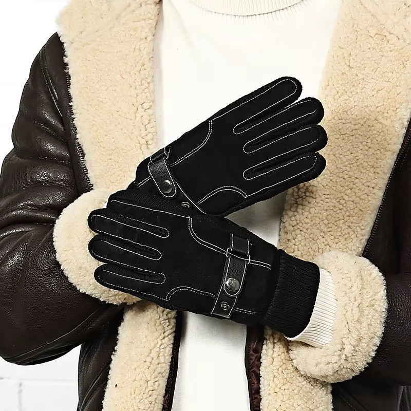 Touch Screen Winter Warm Men'S Gloves Genuine Leather Casual Gloves Mittens for Men Outdoor Sport Full Finger Glove ST030