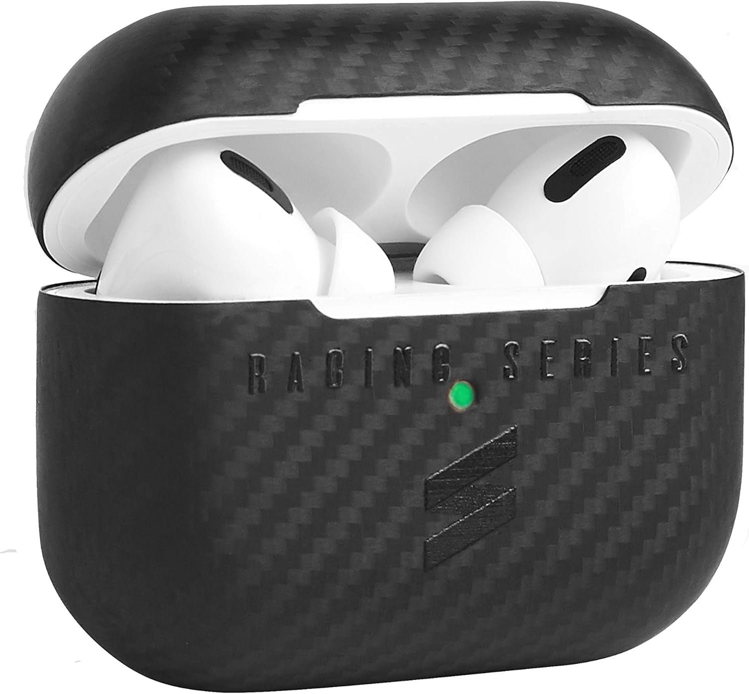 Case Compatible with Airpods Made of Genuine Carbon Fiber - Racing Series (Pro, Black)