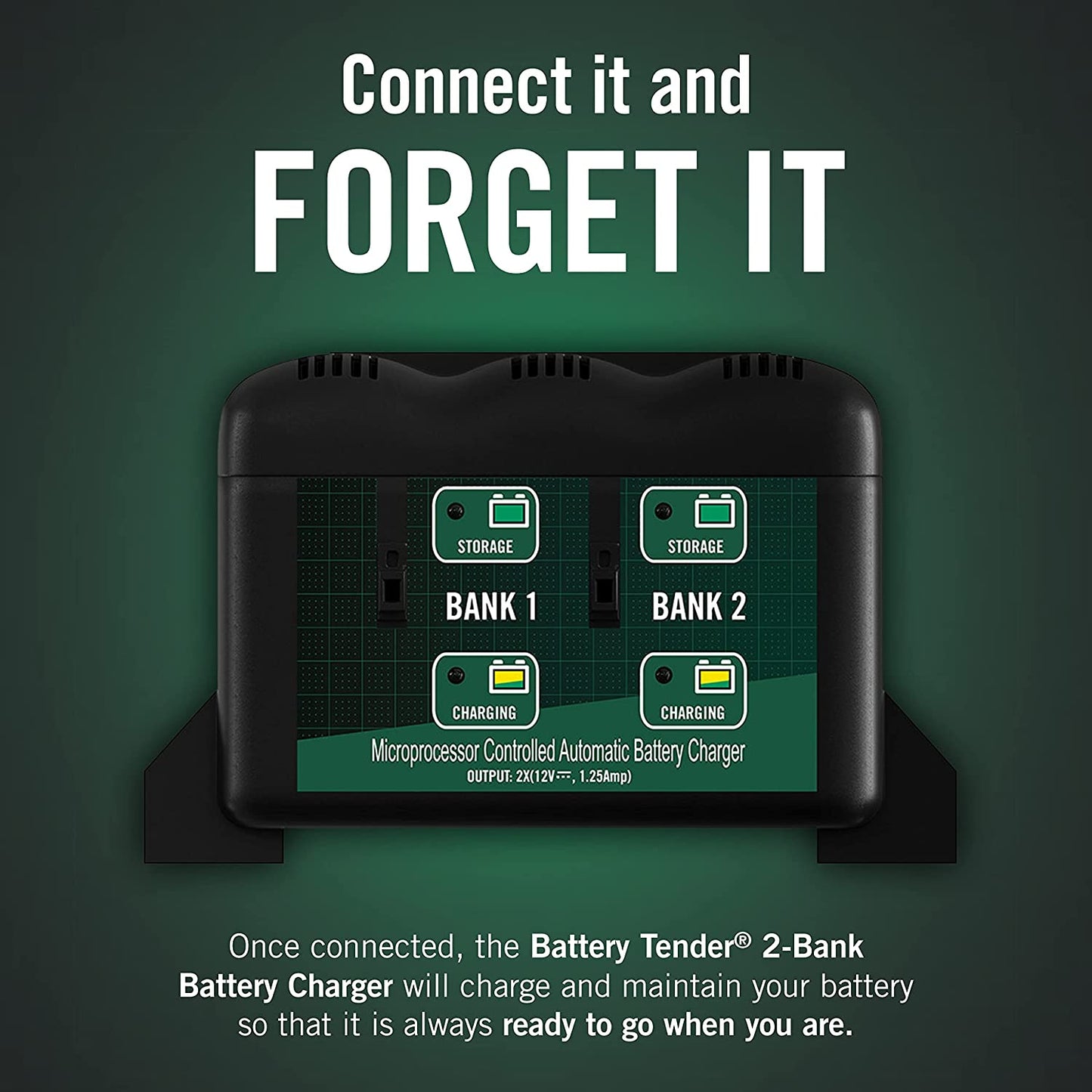 2 Bank Multibank Charger - 2.5 AMP (1.25 Amps per Bank) - Smart 12V Multi Battery Charger and Maintainer - 022-0165-DL-WH