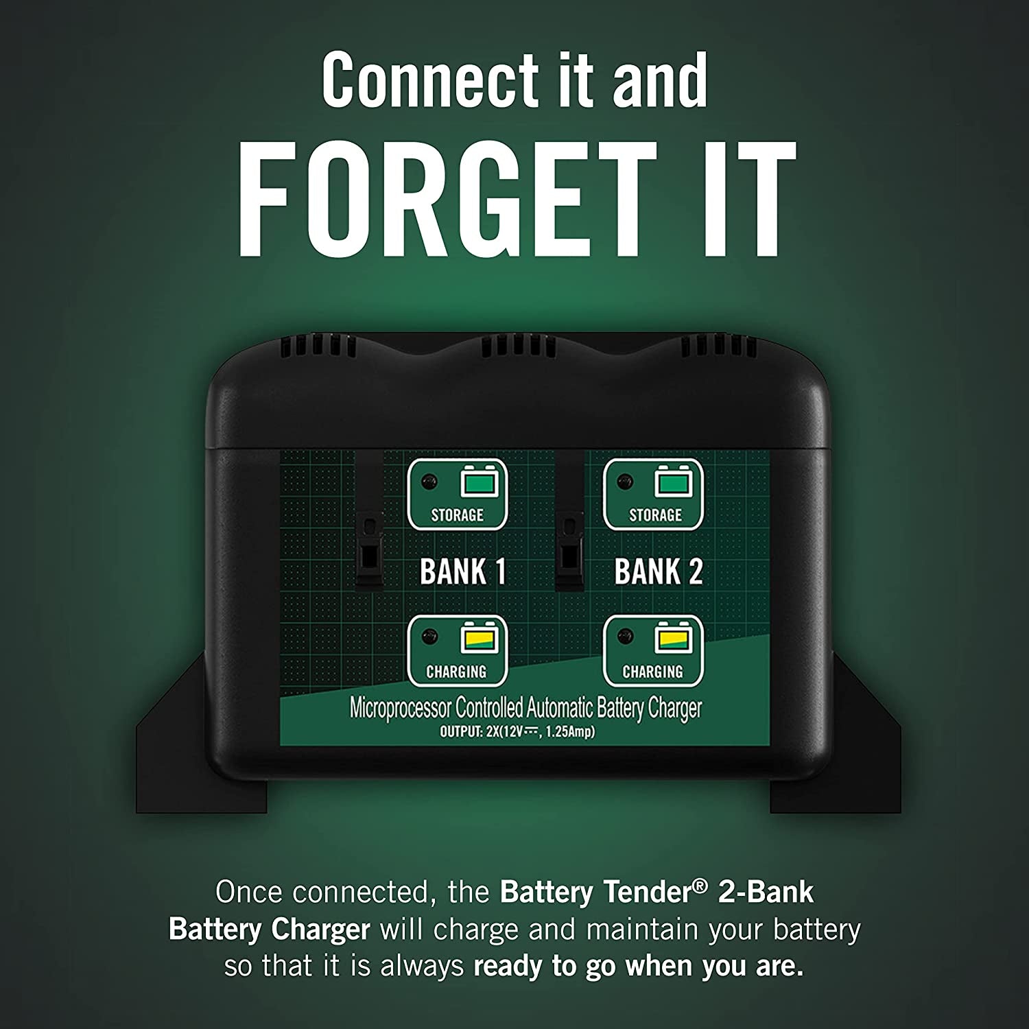 2 Bank Multibank Charger - 2.5 AMP (1.25 Amps per Bank) - Smart 12V Multi Battery Charger and Maintainer - 022-0165-DL-WH