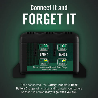 2 Bank Multibank Charger - 2.5 AMP (1.25 Amps per Bank) - Smart 12V Multi Battery Charger and Maintainer - 022-0165-DL-WH