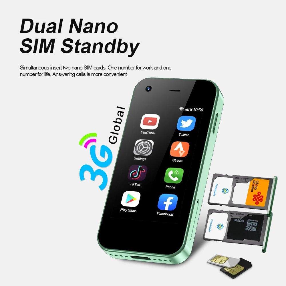 KING5000 Mini Smartphone 3G Networks Dual Nano SIM Android 9.0 System 16GB ROM 2.5'' Screen Play Store Pocket Smartphones