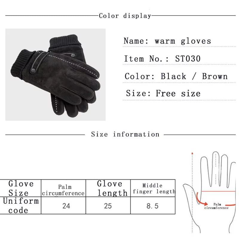 Touch Screen Winter Warm Men'S Gloves Genuine Leather Casual Gloves Mittens for Men Outdoor Sport Full Finger Glove ST030