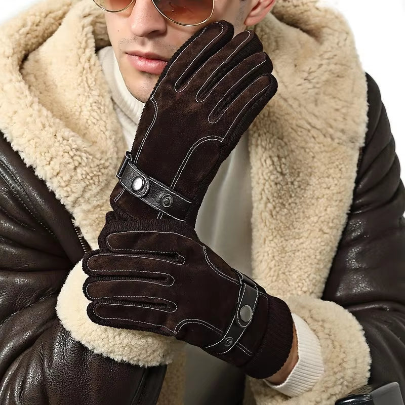 Touch Screen Winter Warm Men'S Gloves Genuine Leather Casual Gloves Mittens for Men Outdoor Sport Full Finger Glove ST030